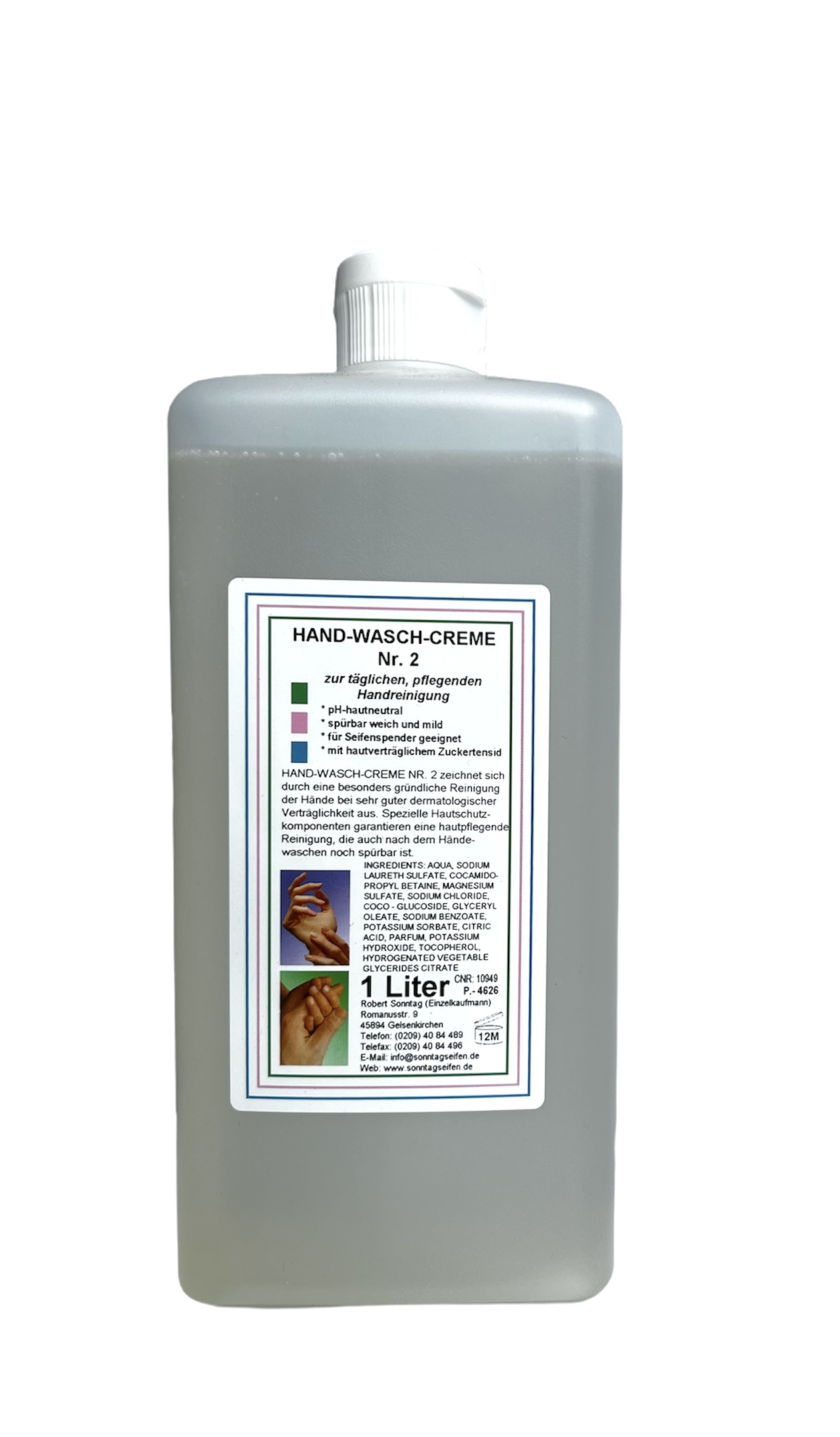 Handwaschcreme neutral Nr. 2 - 1 Liter-Flasche